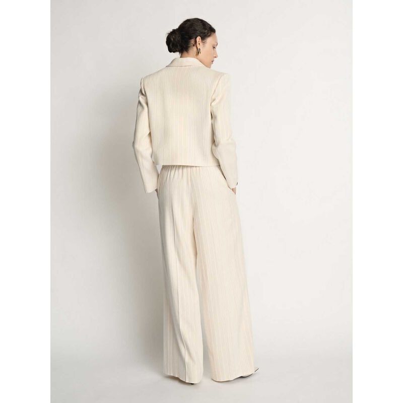 Veronika Maine Embroidered Stripe Cropped Blazer image number 1